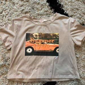 ROMWE loose fit Car Graphic crop top